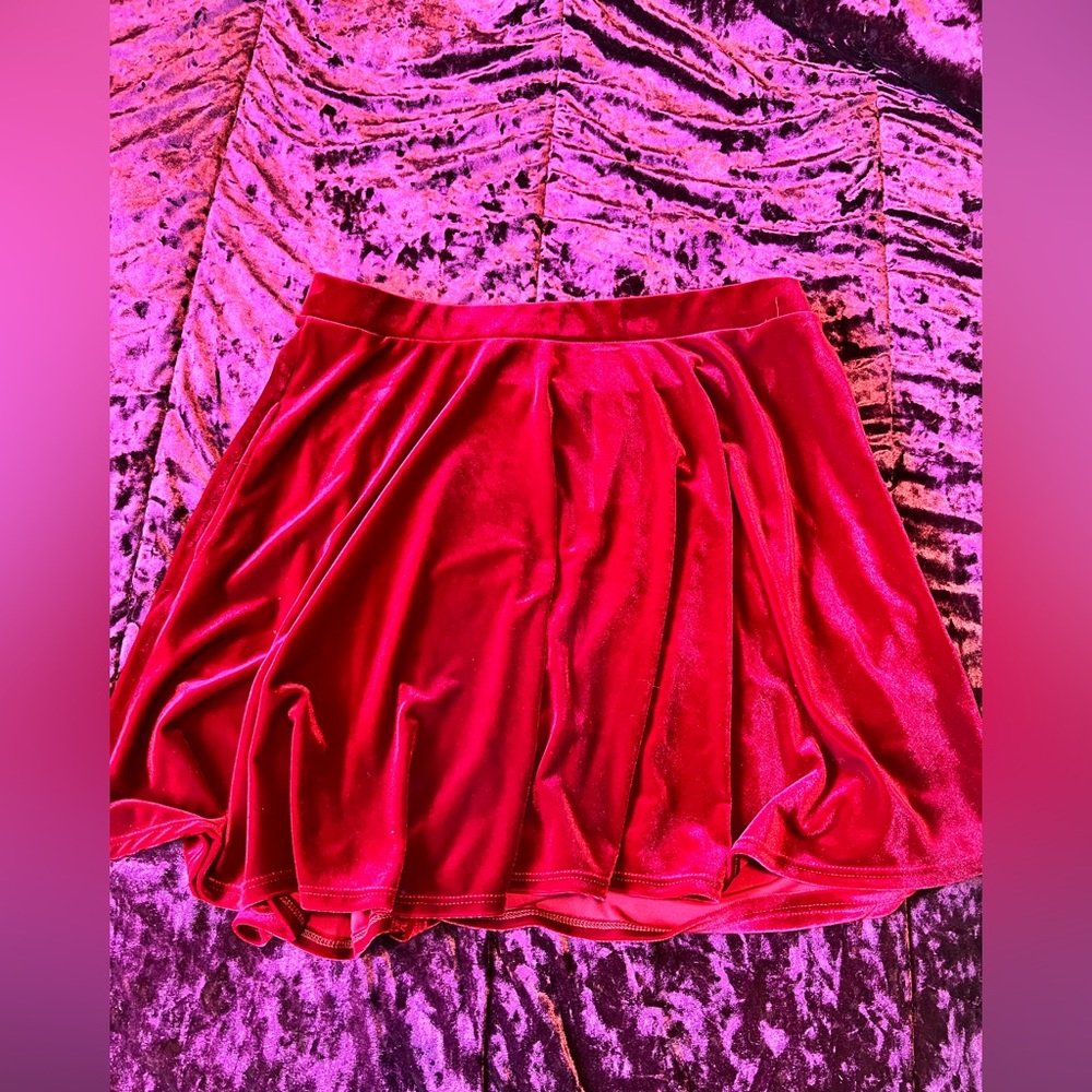Red velvet skater skirt